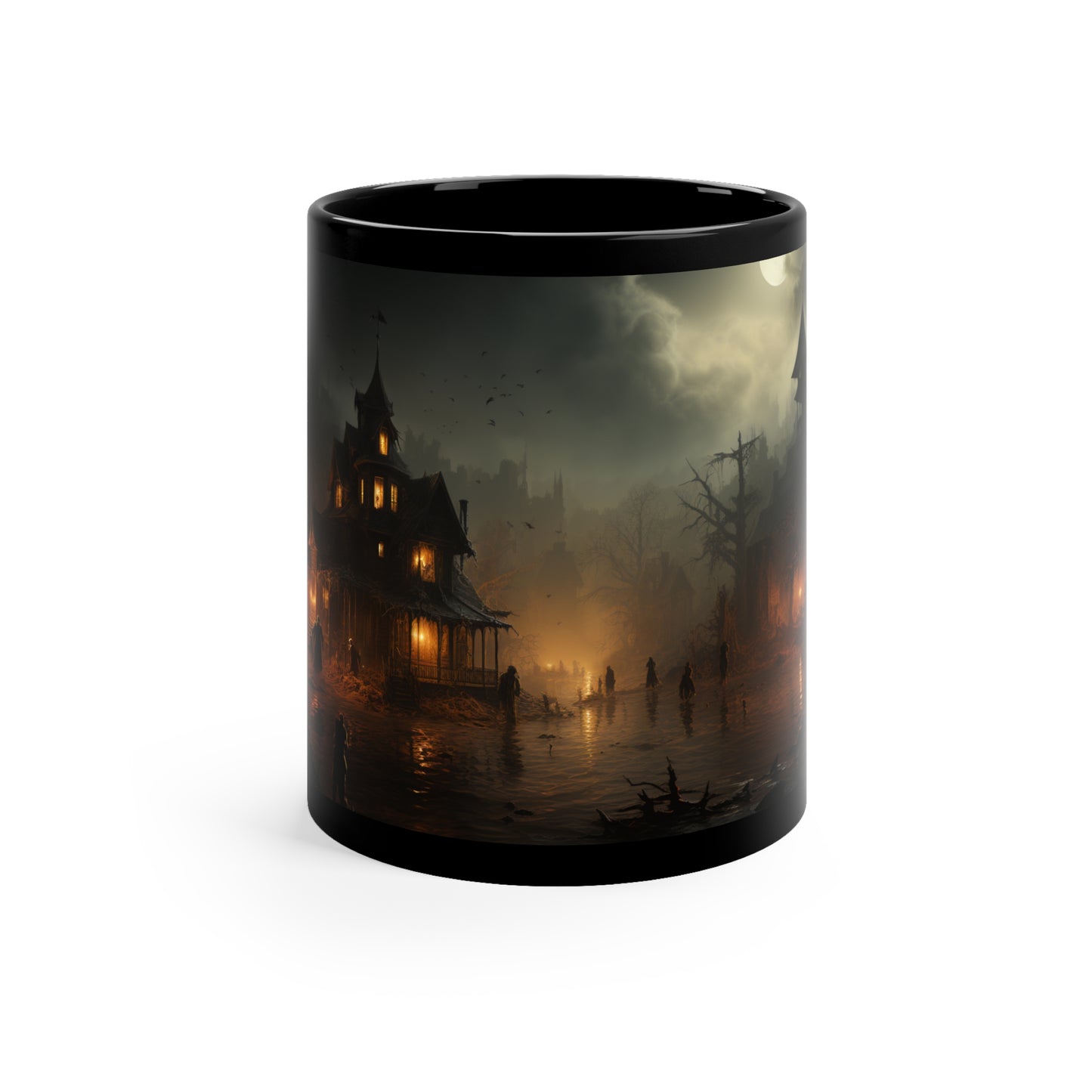 Halloween Witches & Zombies 11oz Black Mug