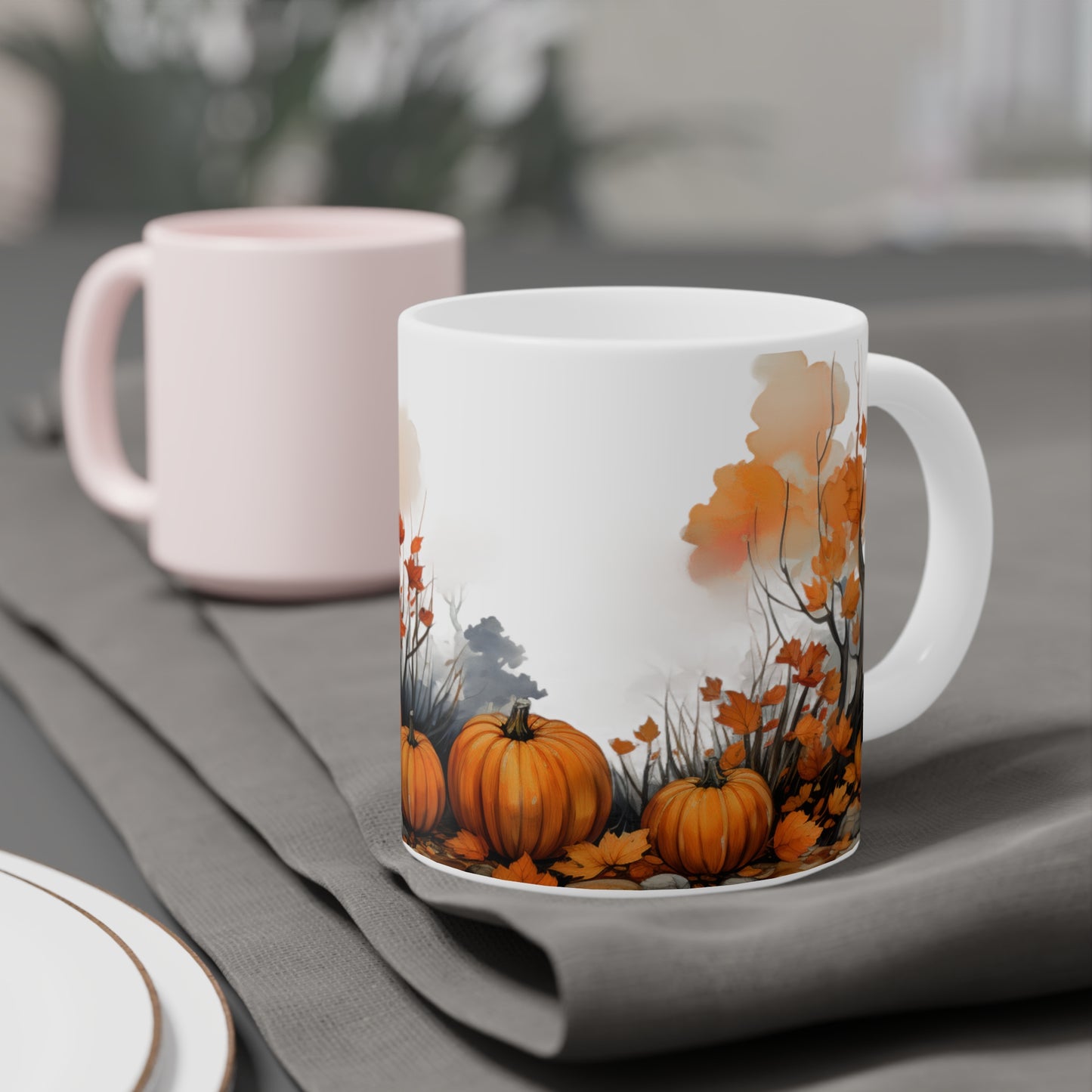 Forest Pumpkins | Autumn Fall Coffee Mug | Rustic Fall Mug | Watercolor Fall Mug