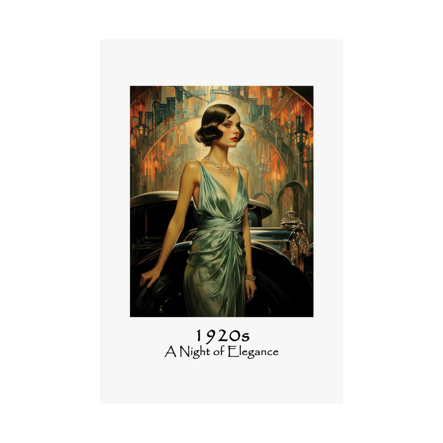 Unique Travel poster | Night of Elegance | 1920s Girl |1920s Art Deco Wall Art | Retro Wall Art