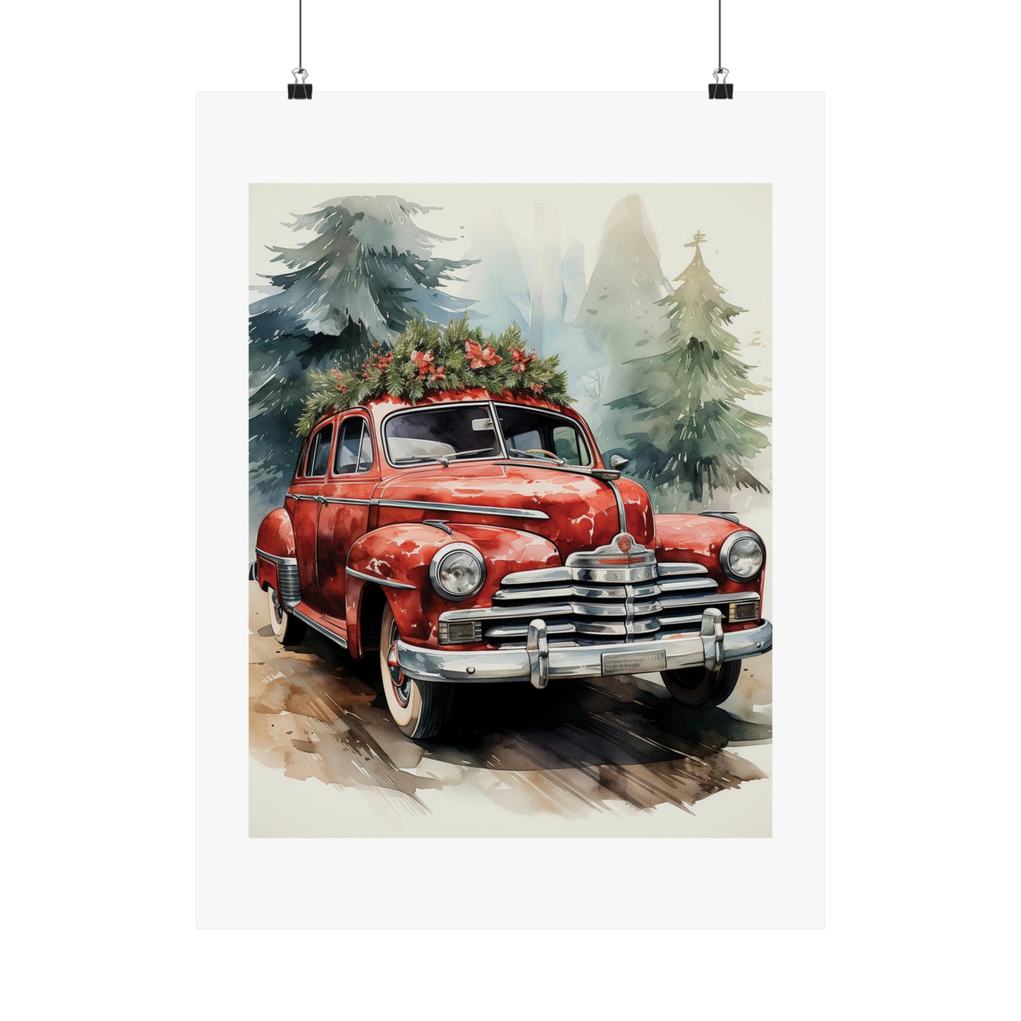 The Vintage Voyage | Christmas Travel Wall Art | Retro Wall Art | Travel Santa