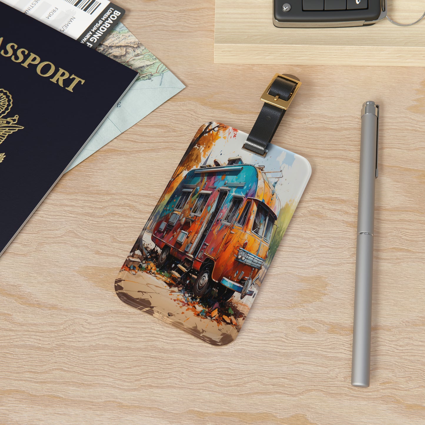 Wanderlust Wagon Luggage Tag | Artistic Journey Collection | Christmas Vacation | Luggage Tags | Travel Tags