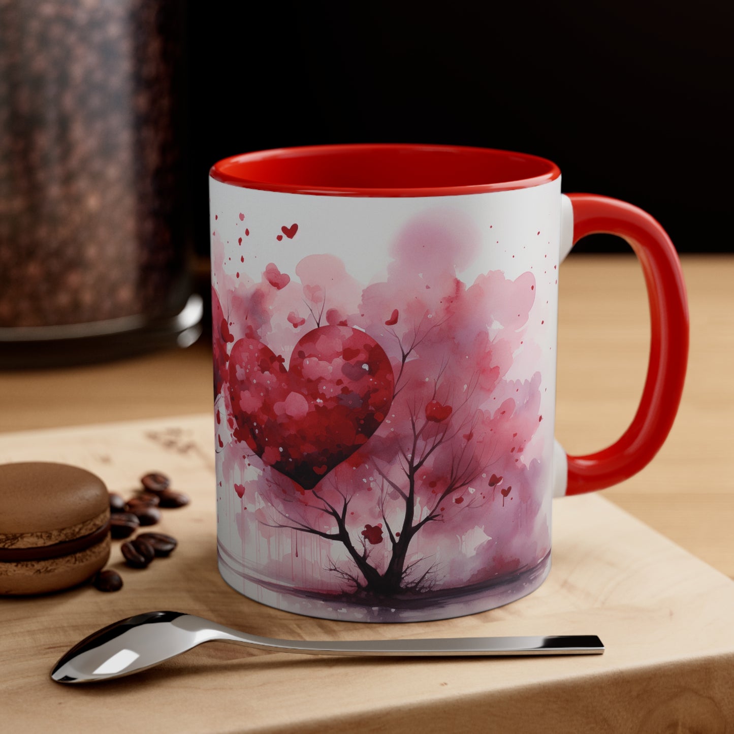 Heart Tree mug, Valentine's Day, Accent Coffee Mug, 11oz mug, valentines gift, gift for her, be mine, heart mug, love you, couples