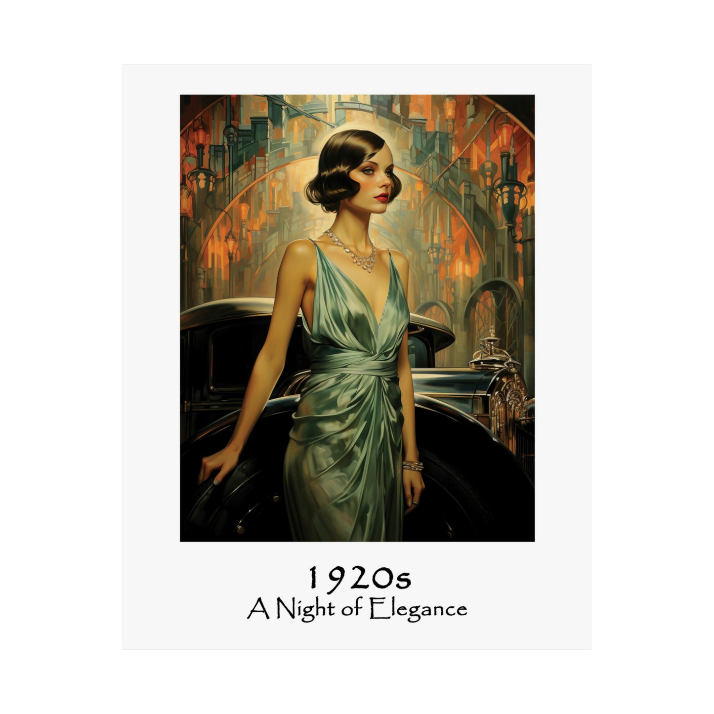 Unique Travel poster | Night of Elegance | 1920s Girl |1920s Art Deco Wall Art | Retro Wall Art