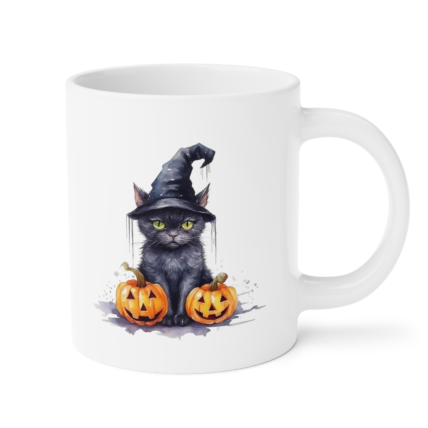 Halloween Black Cat with Witch Hat Ceramic Mugs (11oz\15oz\20oz)