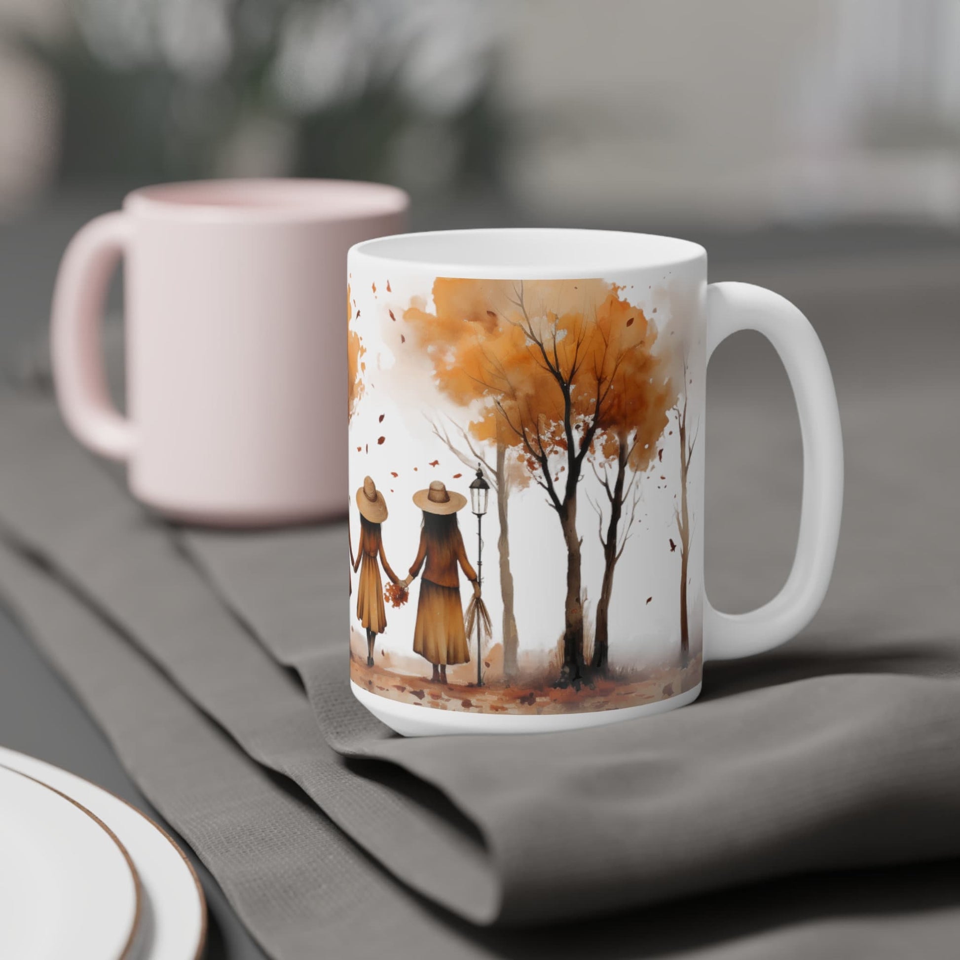 Autumn Ladies | Autumn Fall Coffee Mug | Rustic Fall Mug | Watercolor Fall Mug