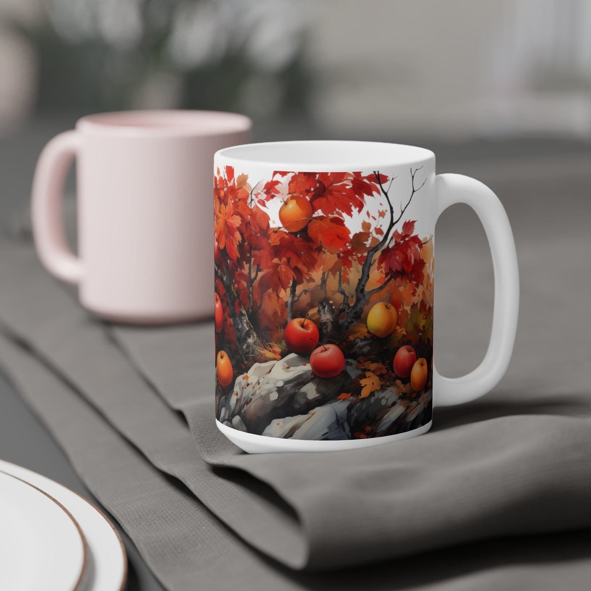 Autumn Apples in the Wild | Autumn Fall Coffee Mug | Rustic Fall Mug | Watercolor Fall Mug