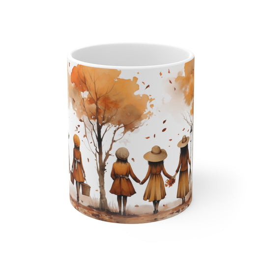 Autumn Ladies | Autumn Fall Coffee Mug | Rustic Fall Mug | Watercolor Fall Mug